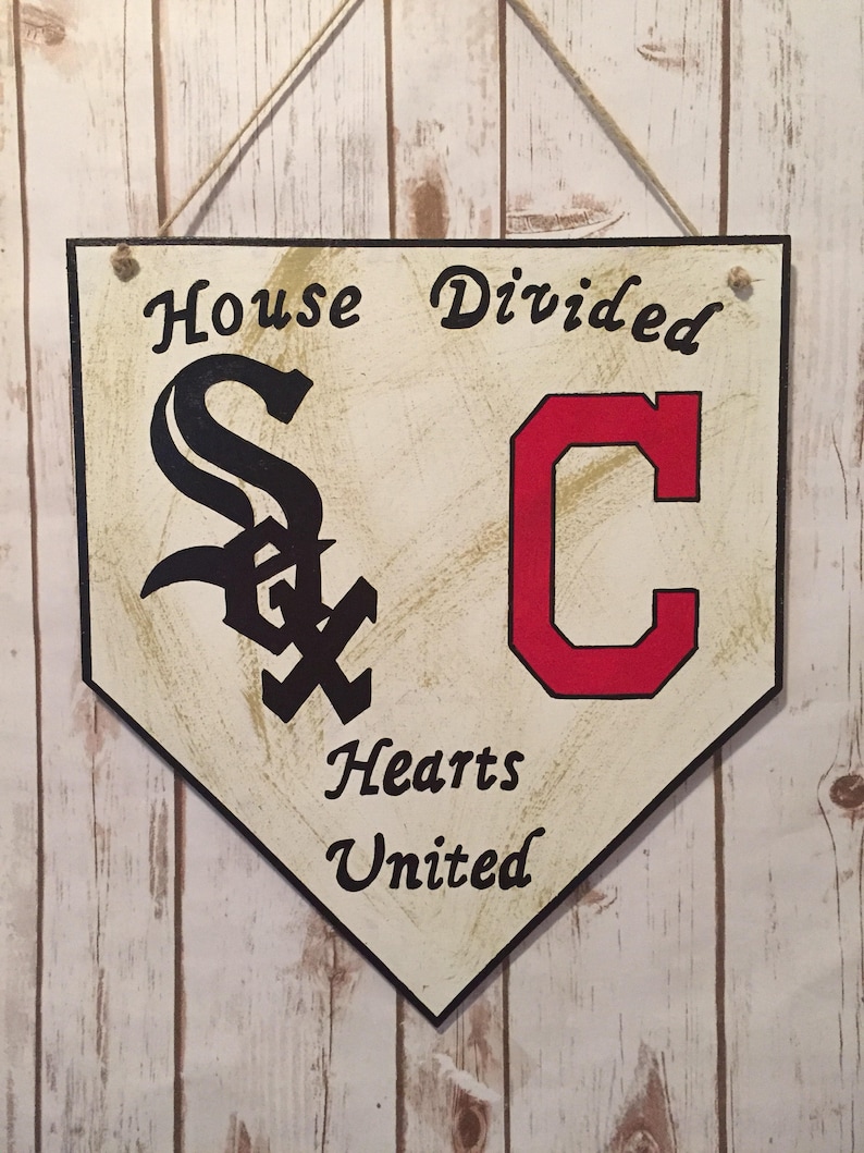 Cleveland Indians Chicago White Sox Chicago White Sox sign Home plate sign Cleveland Indians sign baseball sign House divided sign