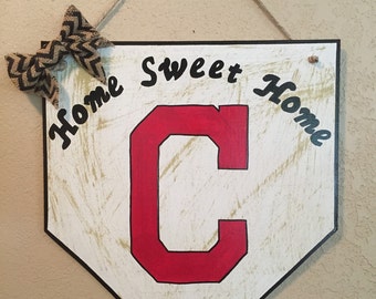 Cleveland Indians sign, home plate sign, home sweet home sign,Cleveland Indians decor, home sweet home, Cleveland Indians fan, Indians gift