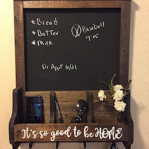 wood wall organizer, key hanger, mail holder, wood key hanger, wood mail holder, chalkboard sign, junk organizer, chalkboard sign, gift
