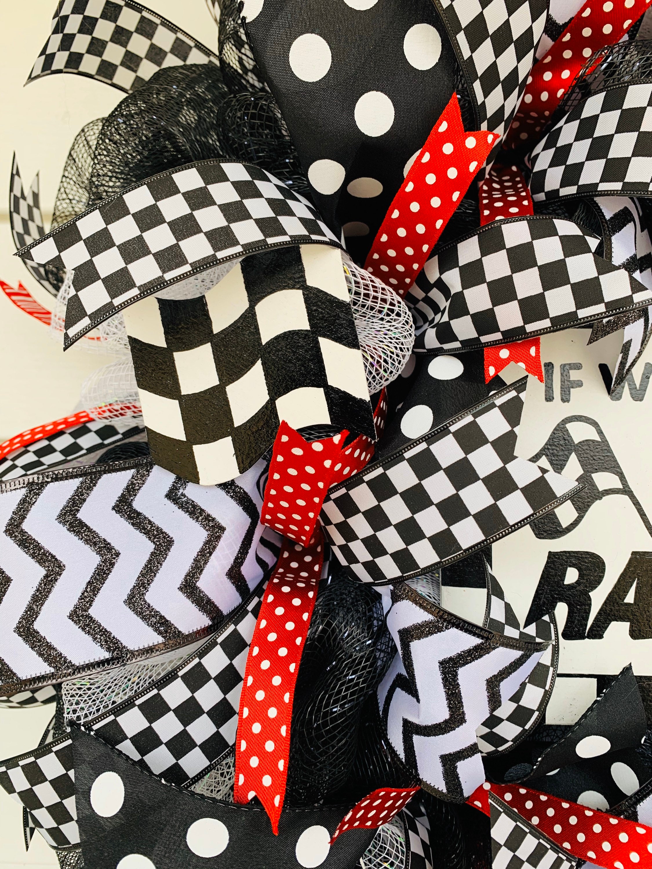Racing wreath race car wreath black white wreath race car Etsy