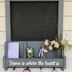 Wood wall organizer, key hanger, mail holder, wood key hanger, wood organizer, wood key hanger, chalkboard sign, farmhouse style, new home