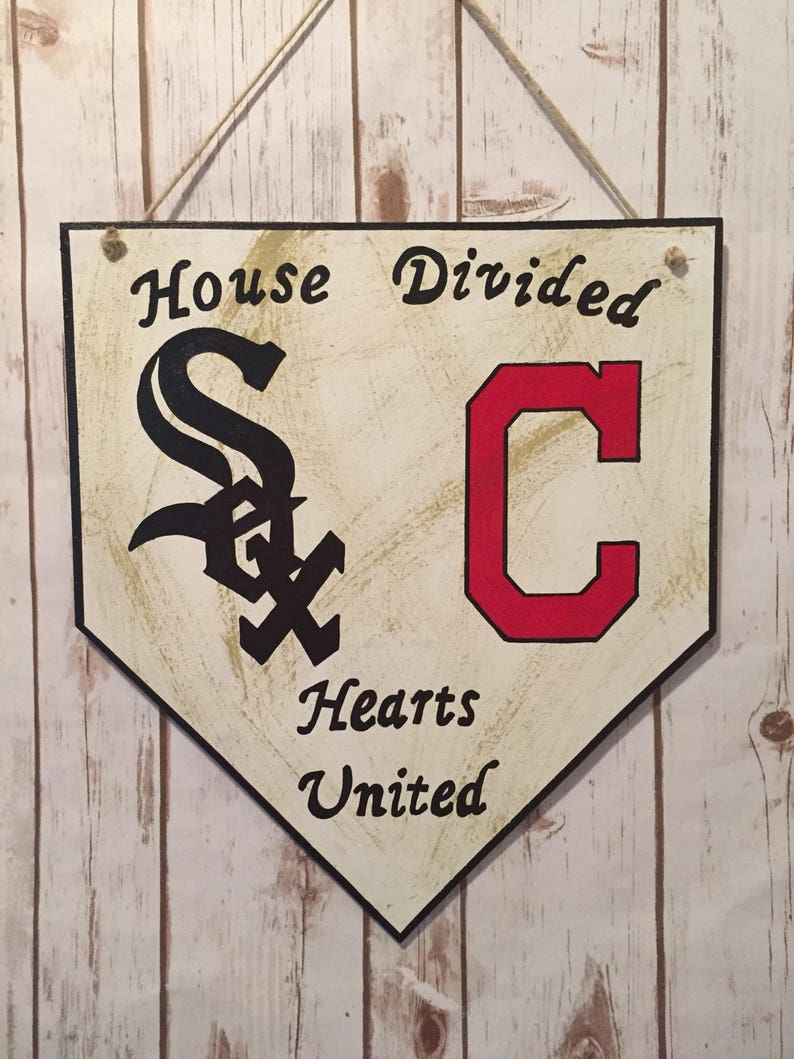 Cleveland Indians Chicago White Sox Chicago White Sox sign Home plate sign Cleveland Indians sign baseball sign House divided sign