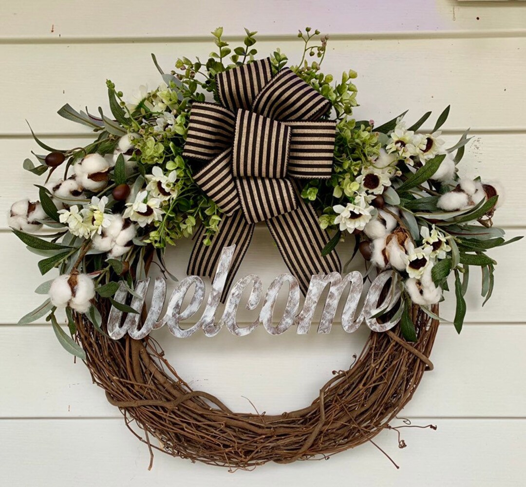 Welcome Wreath, Farmhouse Wreath , All Season Wreath, Grapevine Wreath ...