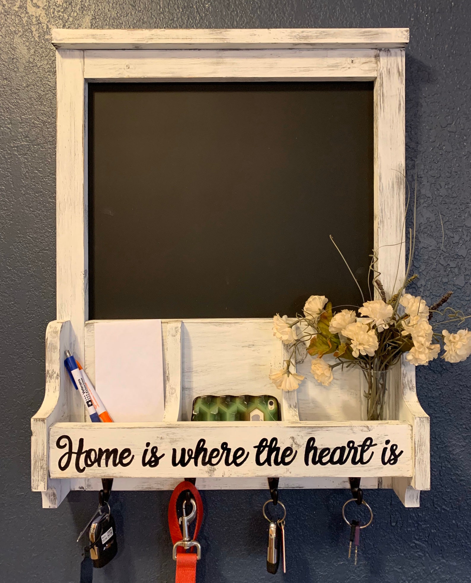 Wood Wall Organizer Chalkboard Wall Organizer Key Hanger Etsy