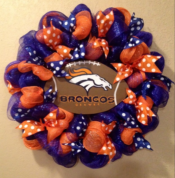 Denver Broncos Wreath Denver Broncos Wreaths Broncos Front Etsy