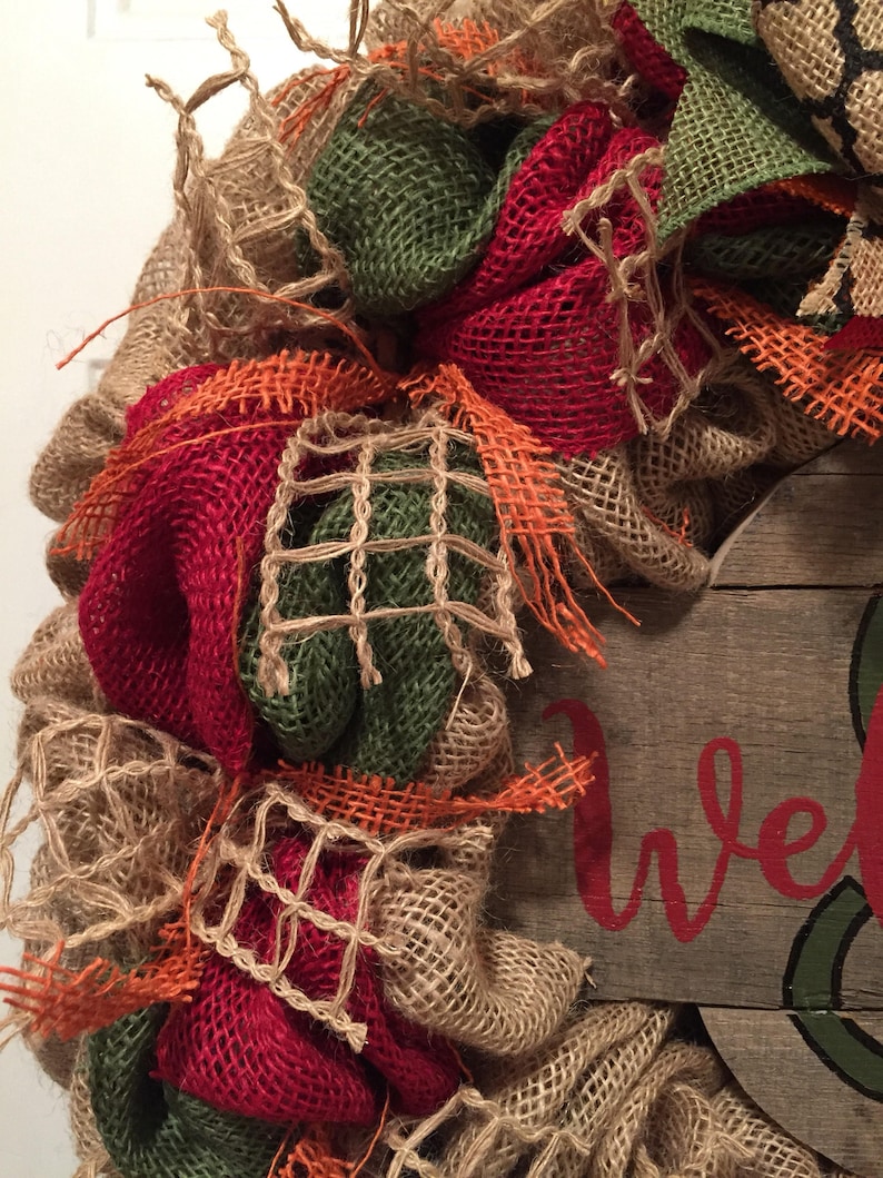 rustic look wreath burlap front door wreath personalized wreath monogram wreath pallet sign wreath all season wreath last name wreath