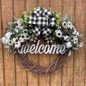 Welcome Wreath Farmhouse Wreath Farmhouse Welcome Wreath - Etsy