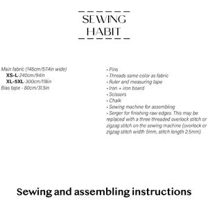 PAPER loose dress for women sewing pattern, shift dress with cuffs, Midi dress, easy sewing pattern, linen sewing, Sewing Habit image 7