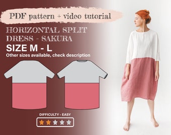 Kimono pdf pattern SAKURA, M-L size, linen dress, instant download digital diy, capsule wardrobe, pockets, sewing habit