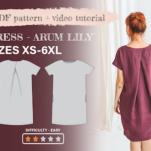 Linen dress pattern, AURUM LILY, Midi Kimono for women, pdf Sewing, All Sizes set XS-6XL, instant download digital diy vsewing