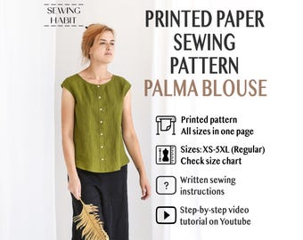 PRINTED PAPER Cap sleeve top for women, summer blouse, minimalist design, easy sewing pattern, linen top sewing, Sewing Habit, sleeveless