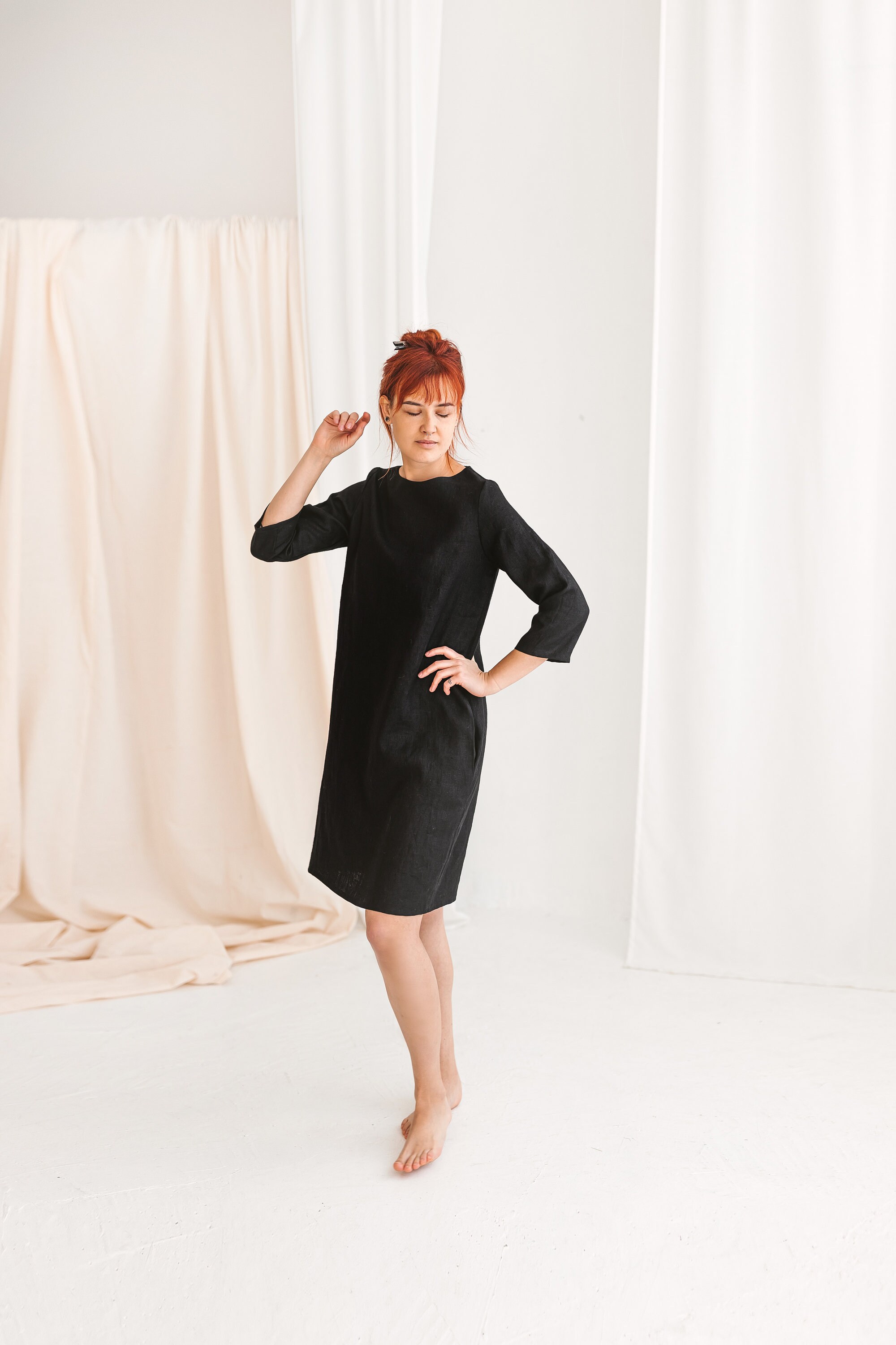 Basic Linen Dress Sewing Pattern PDF Sewing Pattern Midi Etsy