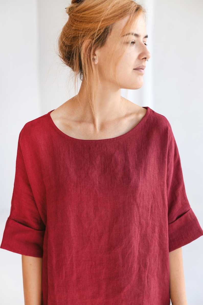 PRINTED PAPER sewing pattern, blouse with cuffs, Petunia top for women, shift top, easy sewing pattern, linen cotton, Sewing Habit image 7