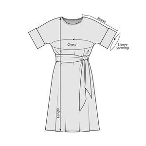 Linen Dress Pattern PETUNIA Midi Kimono With Belt for Women, PDF Sewing ...