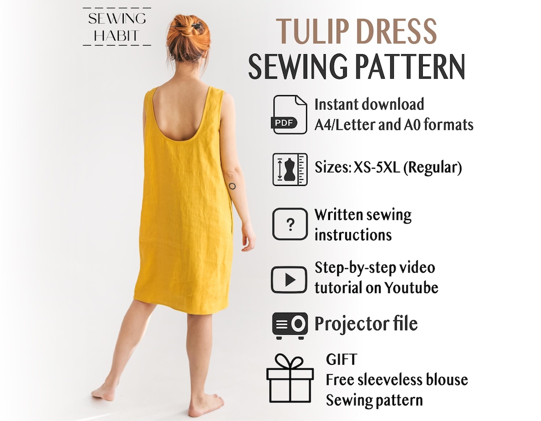 Shift Linen Dress Pattern for Women, TULIP, Midi Sleeveless Shift Dress, Pdf Sewing, Easy Sewing Pattern, Linen Dress Sewing, Sewing Habit - Etsy Israel Shift Linen Dress Pattern for Women, TULIP, Midi Sleeveless Shift Dress, Pdf Sewing, Easy Sewing Pattern, Linen Dress Sewing, Sewing Habit - Etsy Israel
