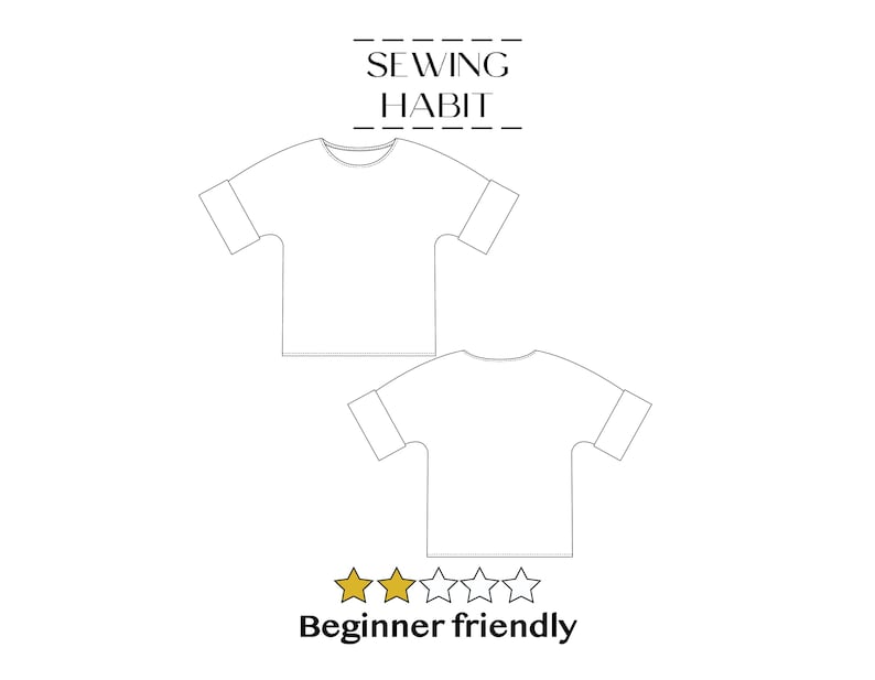 PRINTED PAPER sewing pattern, blouse with cuffs, Petunia top for women, shift top, easy sewing pattern, linen cotton, Sewing Habit image 3