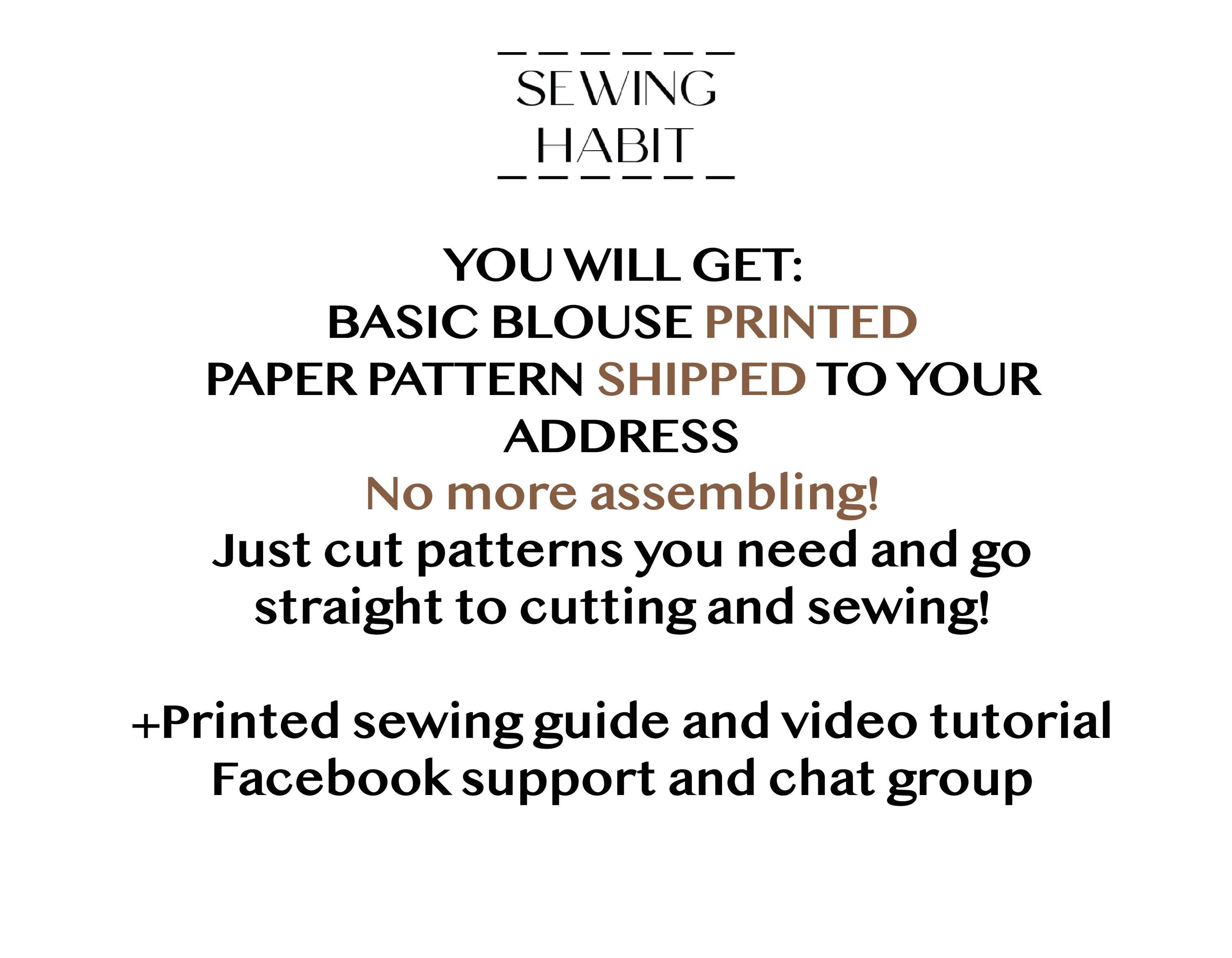 PAPER Basic Blouse Sewing Pattern for Women, Printed Short Sleeves ...