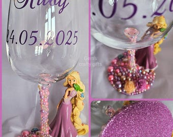 Rapunzel Wine Glass, Rapunzel Gift, Rapunzel Glass, Character Wine