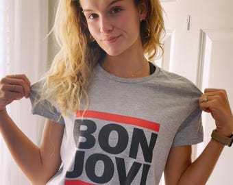 Bon Jovi T-shirt met print, T-shirt jaren 80 rock, T-shirt muziek jaren 80, T-shirt muziek jaren 80, T-shirt band jaren 80, RUN-D.M.C. T-shirt, Bon Jovi-cadeau, Bon Jovi-fan, Bon Jovi-shirt