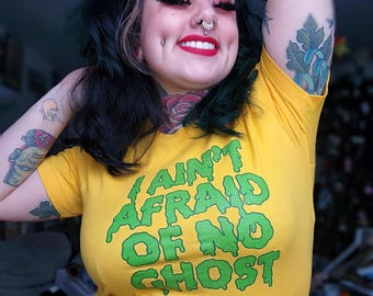 He Slimed Me T-shirt, Aint Aint Afraid of Ghosts-shirt, Ghostbuster-shirt, T-shirt retrofilm, grafische T-shirt retrofilm, Ghostbuster-cadeau