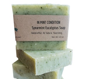 Spearmint Eucalyptus Soap - Mint Soap - All Natural Soap - Essential Oil Soap - 4.0 oz Bar Soap -