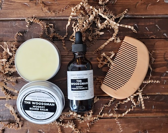 Natural Beard Kit, Beard Care Kit, Anniversary Gift, Beard Oil, Gifts for Men, Beard Comb, Beard Balm, Gift for Boyfriend, Husband Gift