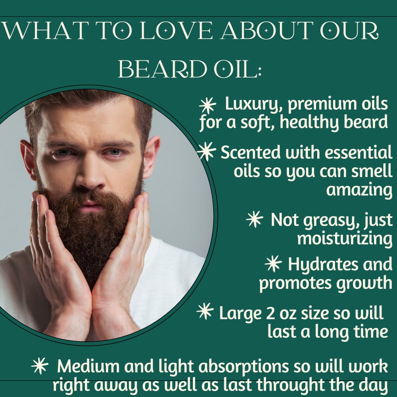 Premium Beard Oil with Essential Oils, Beard Care, Beard Gifts, Gift for Him, Gifts for Him, Beard Growth Oil, Mens Grooming, Mens Gift image 6
