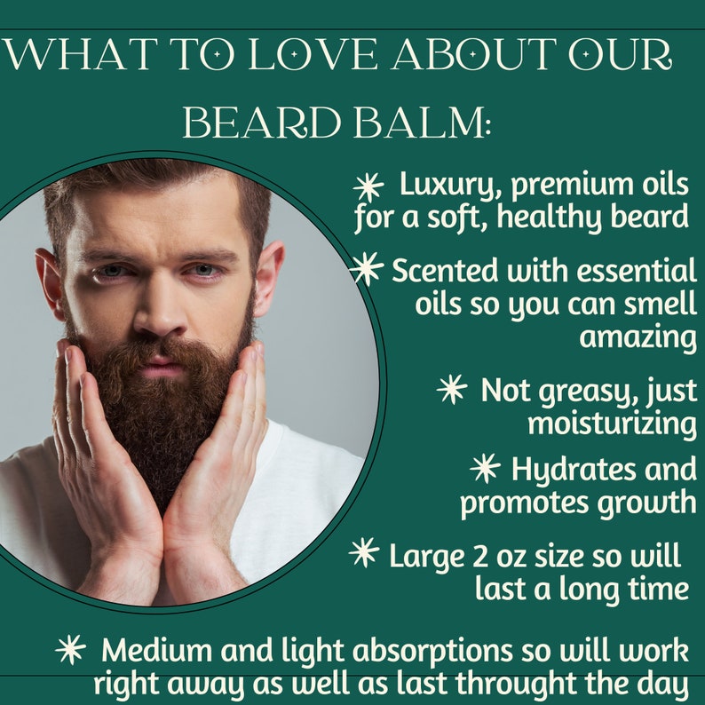 Natural Beard Balm, Best Beard Balm, Beard Gifts, Beard Care, Beard Growth, Beard Buttter, Mens Grooming, Gifts for Men, Gifts for Him image 4
