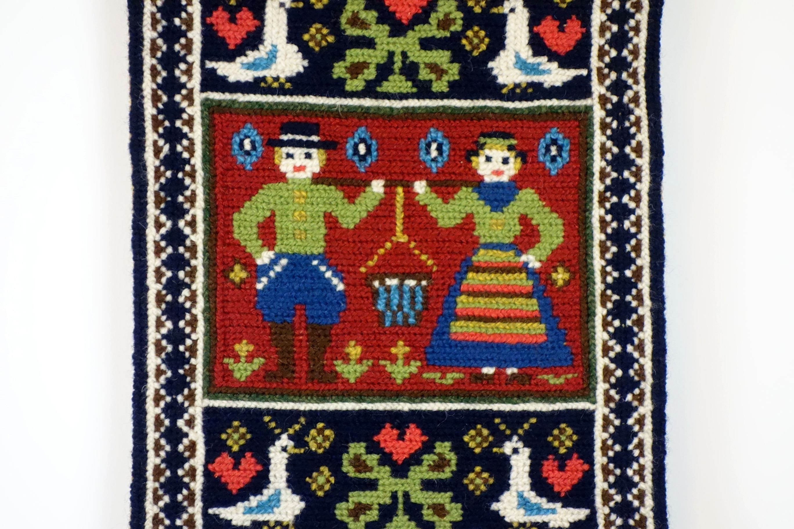 Vintage Rustic Wall Decor Twist Stitch Embroidery| Textile Made in Sweden|  1960s Folk Art - Etsy, image size:2736x1824