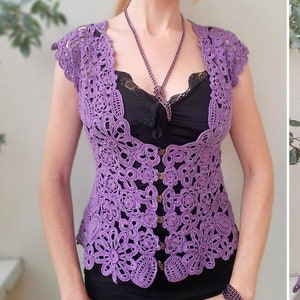 TUTORIAL Lace CROCHET Vest Pattern - Womens COVER Up - Summer Blouse - See Through Digital pdf Pattern