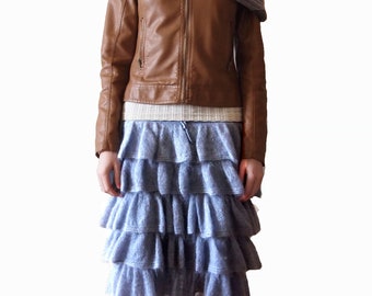 Easy Crochet Knit Tiered Wool Skirt Pattern pdf - Midi Boho Skirt for Women - Digital Knitting Pattern