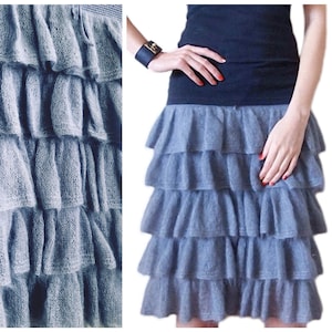 knit crochet BOHO midi SKIRT pattern pdf, EASY knit tiered women skirt, wool crochet skirt digital pattern