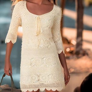 Lace Crochet Dress Pattern – Boho Beach Cover Up PDF – Handmade Summer Outfit – DIY Crochet Pattern for Women