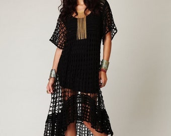 CROCHET Oversized Maxi BOHO Dress Pattern pdf - HOLIDAY Bohemian Plus Size - Vintage Summer Dress for Women