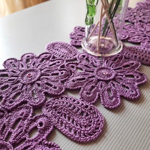 TUTORIAL Crochet TABLE Runner CENTERPIECE Pattern Gift for the Home Floral Decor Lace Table Cloth Digital Pattern image 3