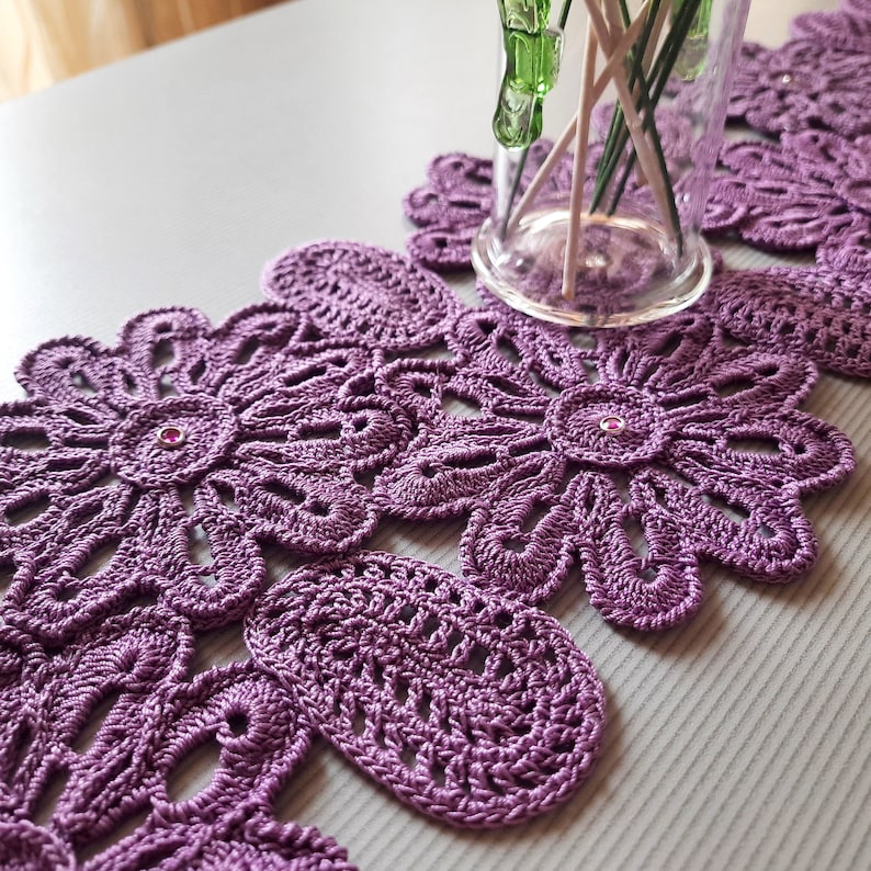 TUTORIAL Crochet TABLE Runner CENTERPIECE Pattern Gift for the Home Floral Decor Lace Table Cloth Digital Pattern image 3