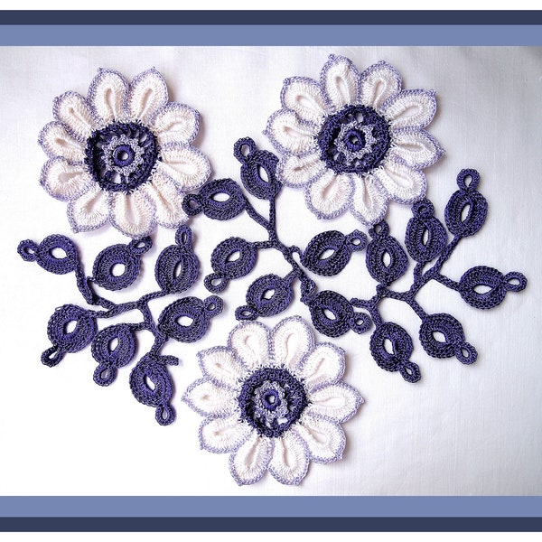 Easy CROCHET FLOWER Applique Pattern pdf digital - Home DECOR Bouquet - Coasters Table Accessories