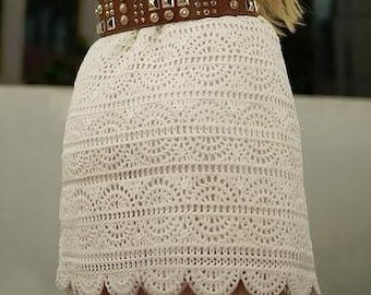 Easy Crochet Summer MINI Lace SKIRT PATTERN pdf - 70s Beach Sexy Skirt for Women - Digital Customizable pattern