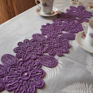 TUTORIAL Crochet TABLE Runner CENTERPIECE Pattern Gift for the Home Floral Decor Lace Table Cloth Digital Pattern image 8