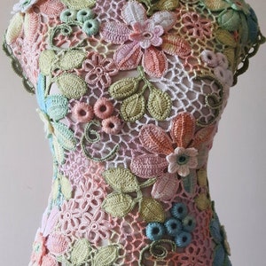 TUTORIAL IRISH CROCHET Tee Top Vest Pattern - Floral Rainbow Lace Short Sleeve Sweater Blouse - Summer T-Shirt for women image 4