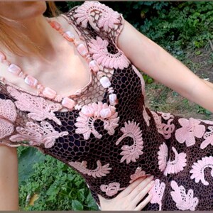 CROCHET Beach COVER UP Sexy Dress Pattern pdf Mesh Antique Lace Sweater Digital Pattern Crochet Tunic See Through Top image 9