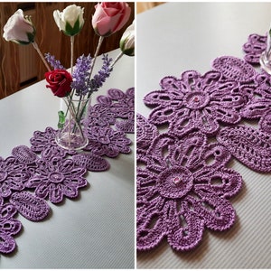 TUTORIAL Crochet TABLE Runner CENTERPIECE Pattern Gift for the Home Floral Decor Lace Table Cloth Digital Pattern image 1