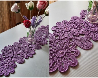 TUTORIAL Crochet TABLE Runner CENTERPIECE Pattern - Gift for the Home - Floral Decor - Lace Table Cloth - Digital Pattern