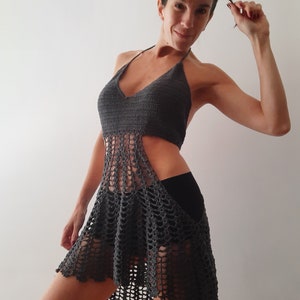 Crochet Swimsuit Cover Up Easy Pattern Customizable Sexy hollow out Beach Outfit for Women. Swimwear Summer dress for pool Loose Fit Top. image 5