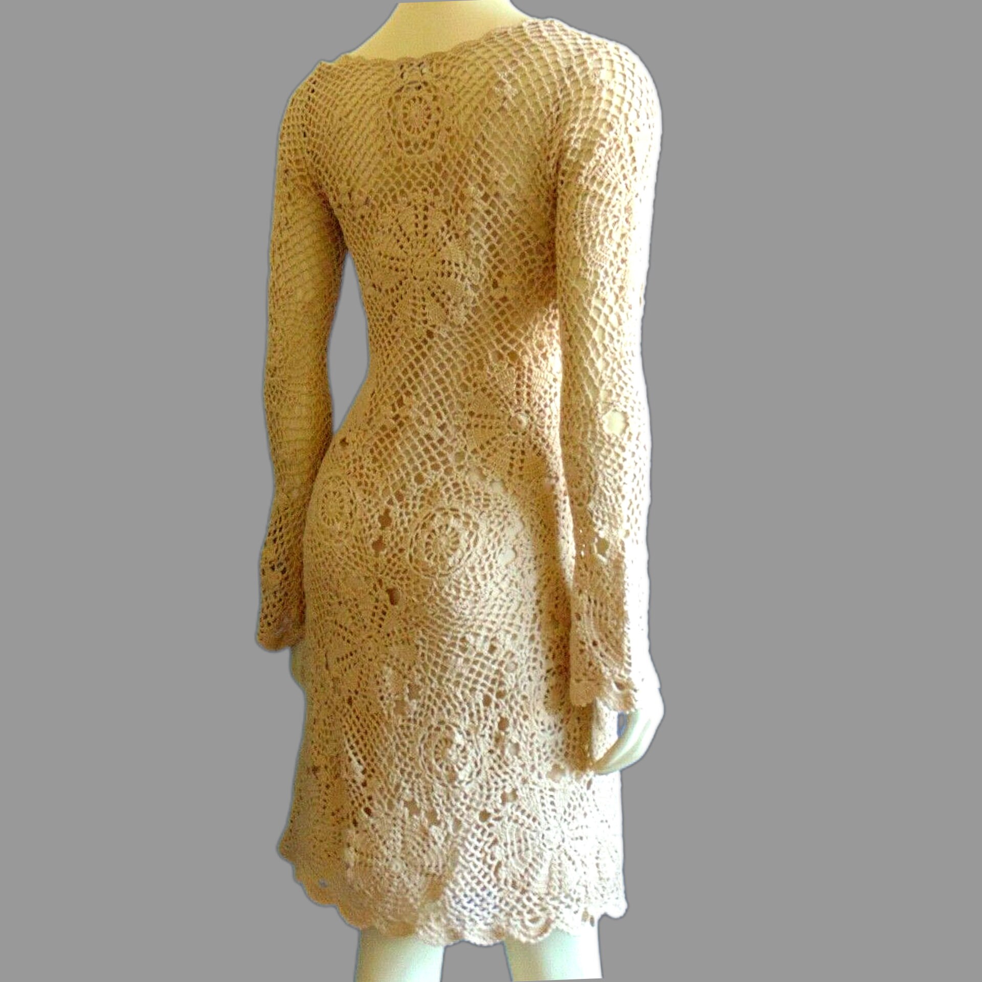 white christmas dresses MUUSA crochet tutorial: Lace midi dress with short sleeves – Maana Crafts main image 1