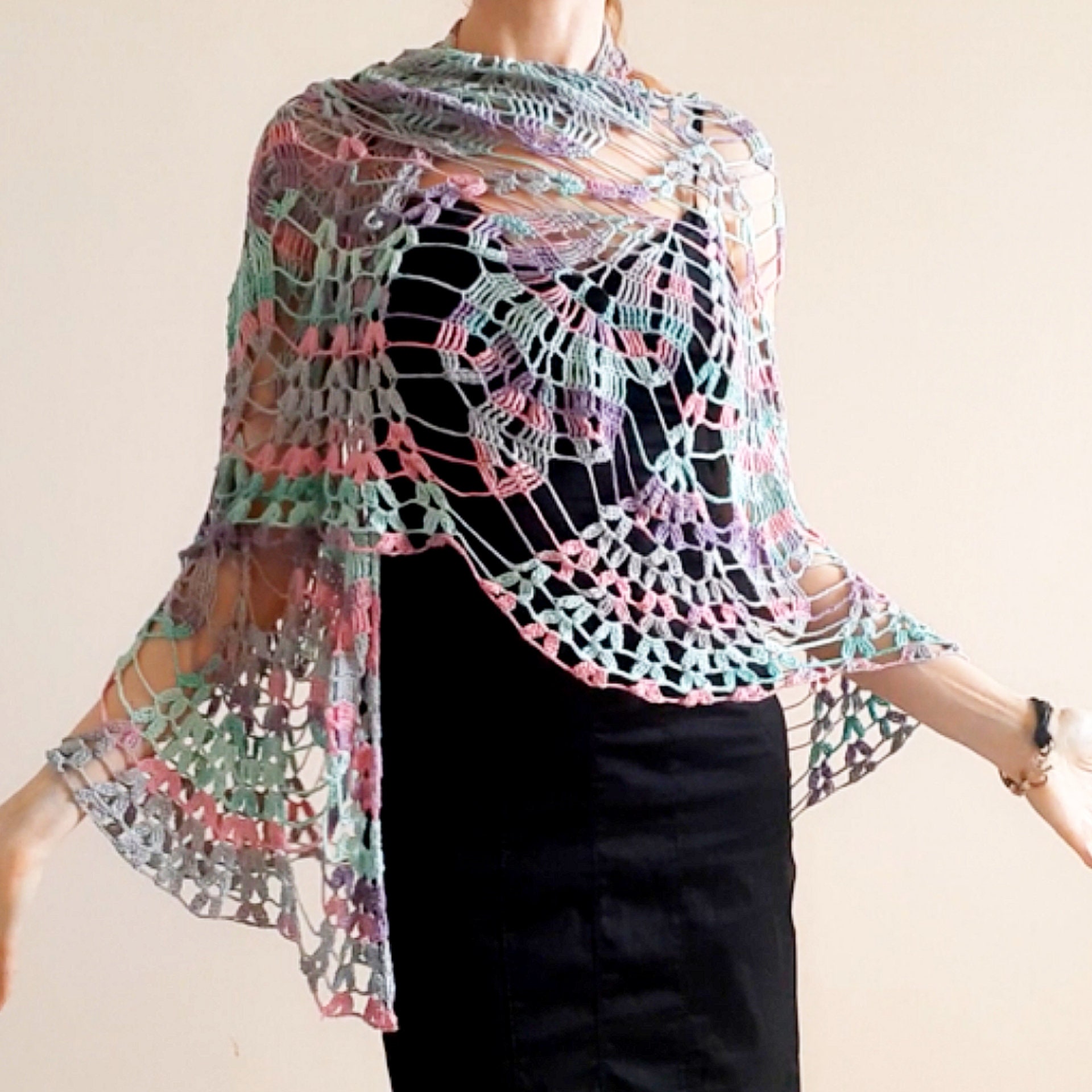 Easy Crochet Lace SHAWL WRAP Pattern Pdf - Wedding Bridal CAPE - Poncho ...