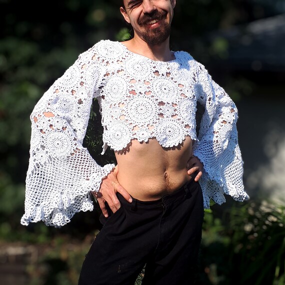 crochet bell sleeve top