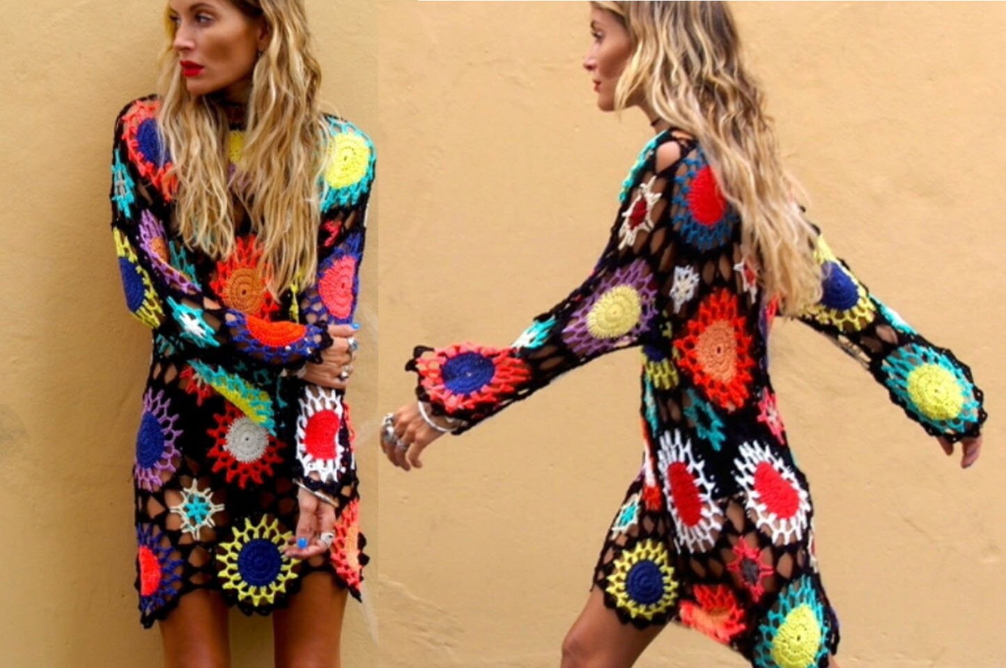 Colorful crochet dress Outlet