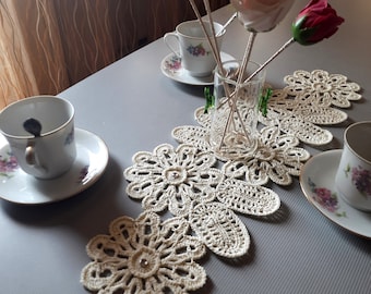 TUTORIAL Crochet TABLE Runner CENTERPIECE Pattern - Gift for the Home - Floral Decor - Lace Table Cloth - Digital Pattern
