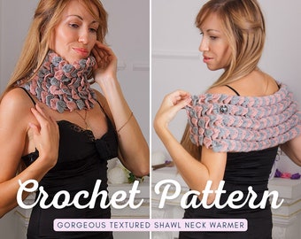 Crochet dragon mermaid scarf COWL Pattern pdf - Neck WARMER Winter COLLAR - Shoulder Wrap - Wool Accessories Easy Pattern